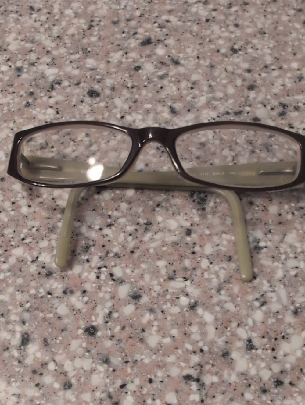 DKNY Brown Front with Beige Temples Rectangular Eyeglasses